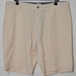 Faherty Malibu Chino Shorts Men's Sz 34 Beige Linen Cotton Blend Casual Light
